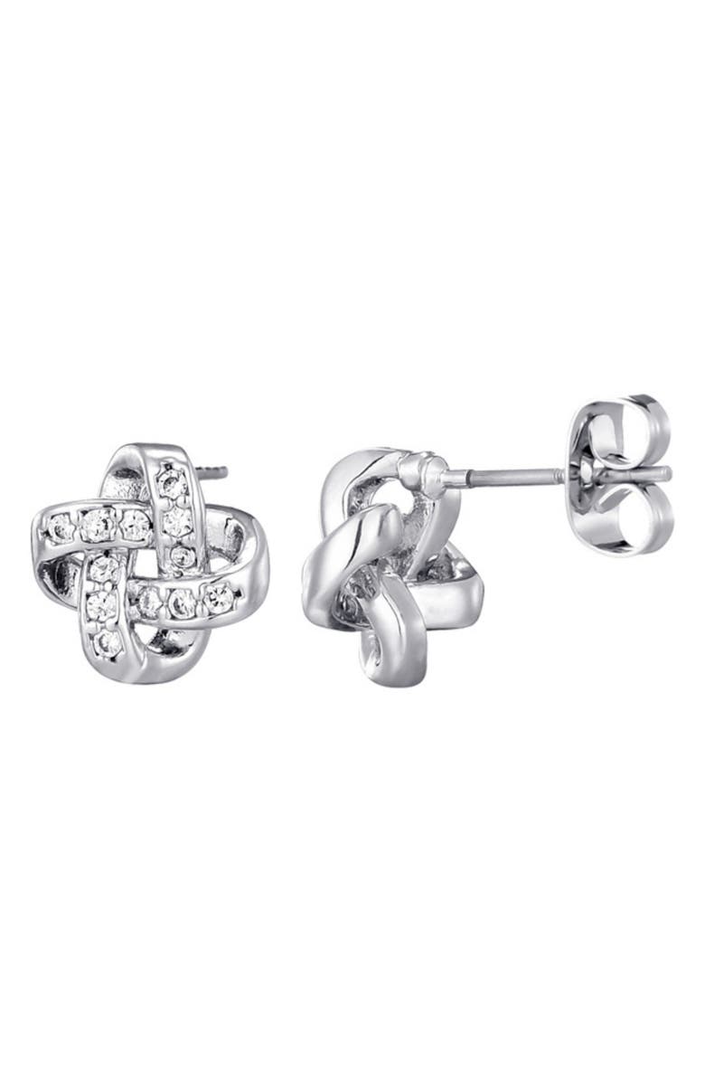 Adornia Pavé CZ Knot Stud Earrings, Main, color, Silver