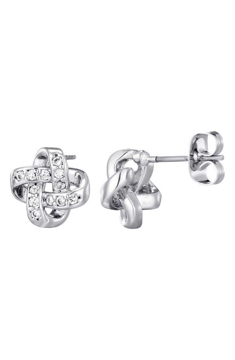 Pavé CZ Knot Stud Earrings
