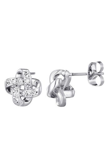 Adornia Silver Plated Cz Knot Twist Stud Earrings In Silver