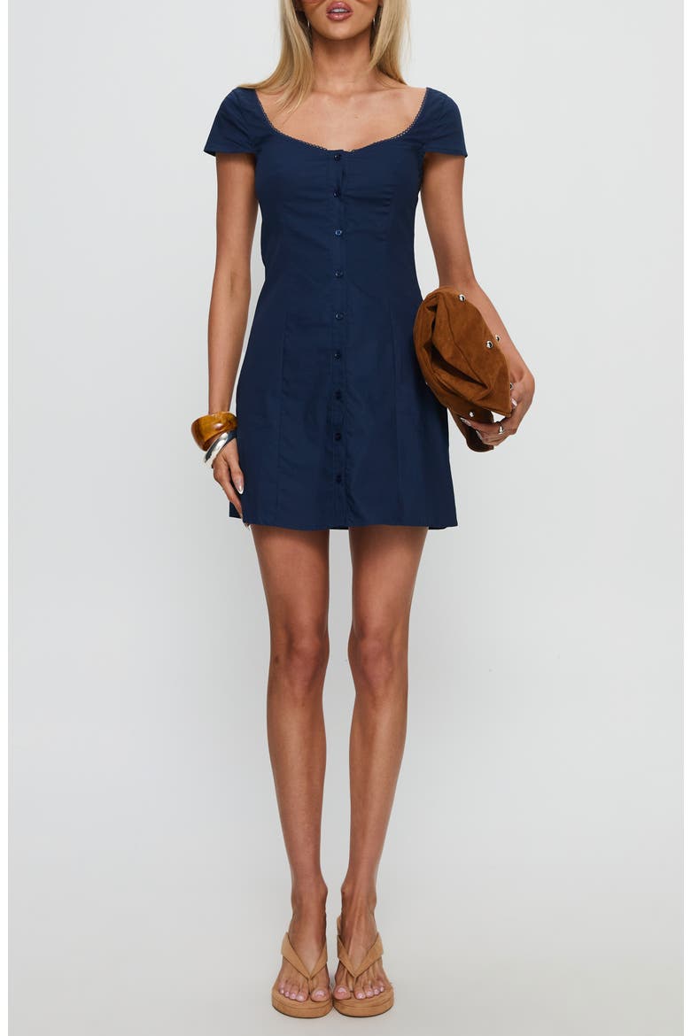 Marisella Scoop Neck Button-Up Minidress, Main, color, NAVY