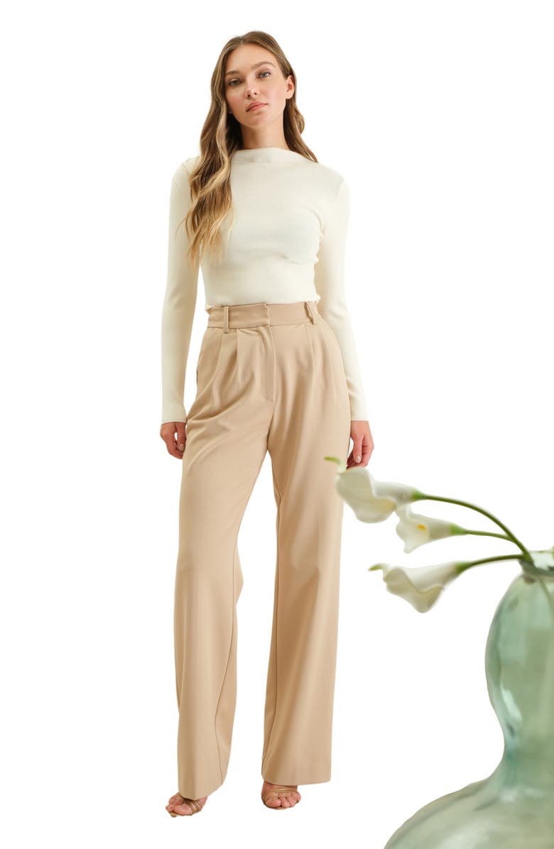 Blu Pepper Mock Neck Rib Sweater, Alternate, color, Oatmeal