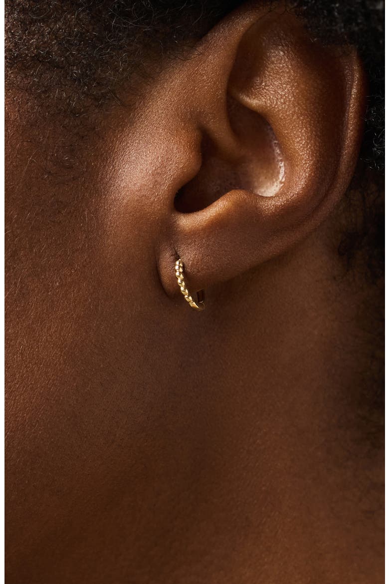 Small Gold Hoop Earrings - Gold Bead Huggie Hoops, Alternate, color, Gold