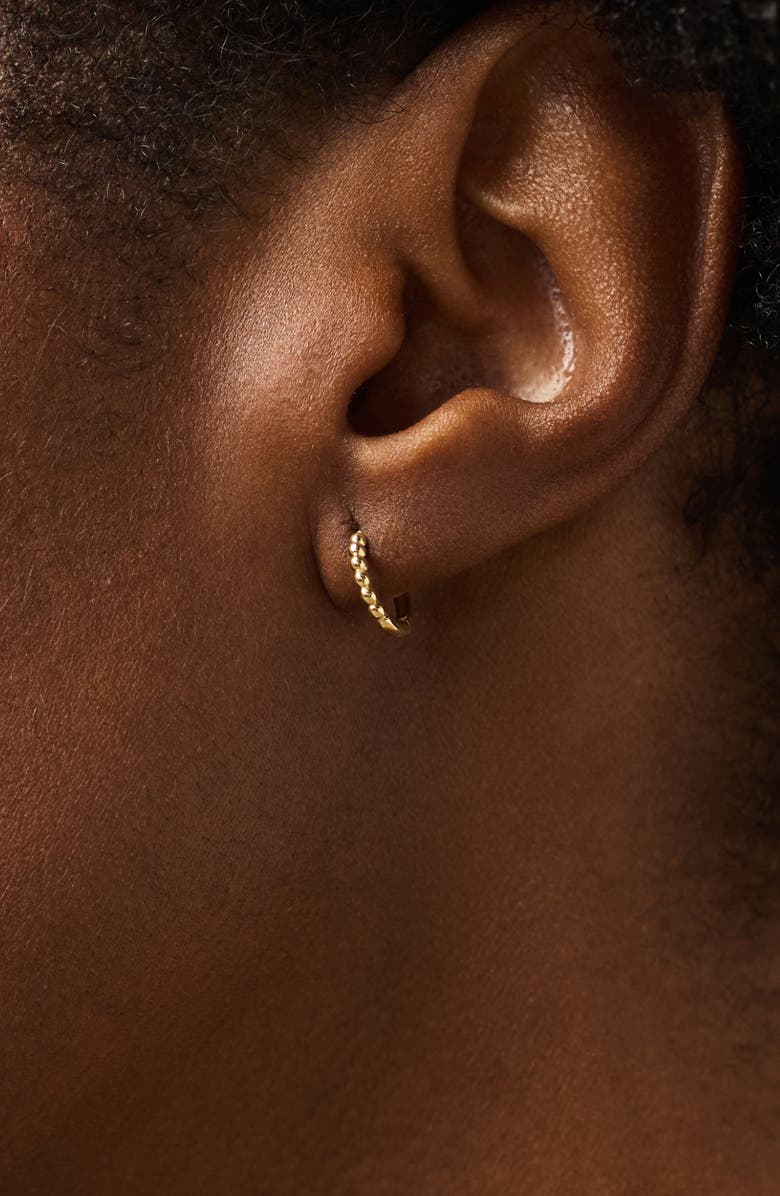 Ana Luisa Small Gold Hoop Earrings - Gold Bead Huggie Hoops, Alternate, color, Gold