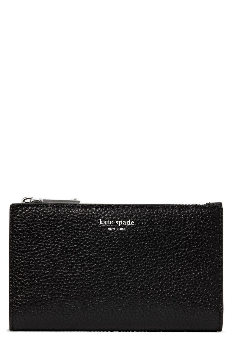 Devin Pebbled Leather Zip Pouch, Main, color, BLACK