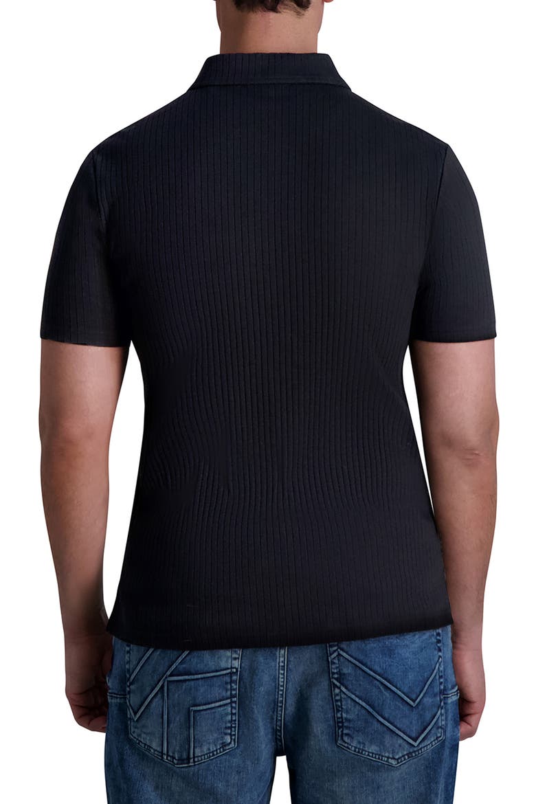 Rib Knit Polo, Alternate, color, BLACK