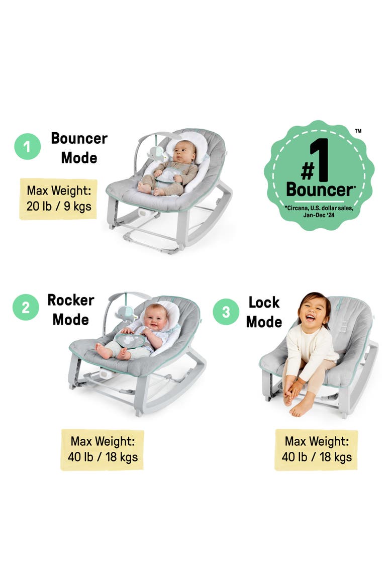 Keep Cozy 3-in-1 Grow with Me Baby Bouncer, Alternate, color, Multicolored