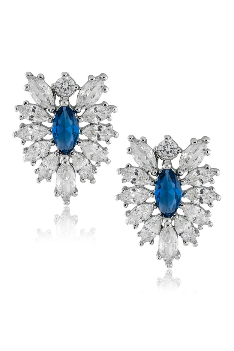 Marquise CZ Cluster Drop Earrings, Main, color, BLUE/ SILVER
