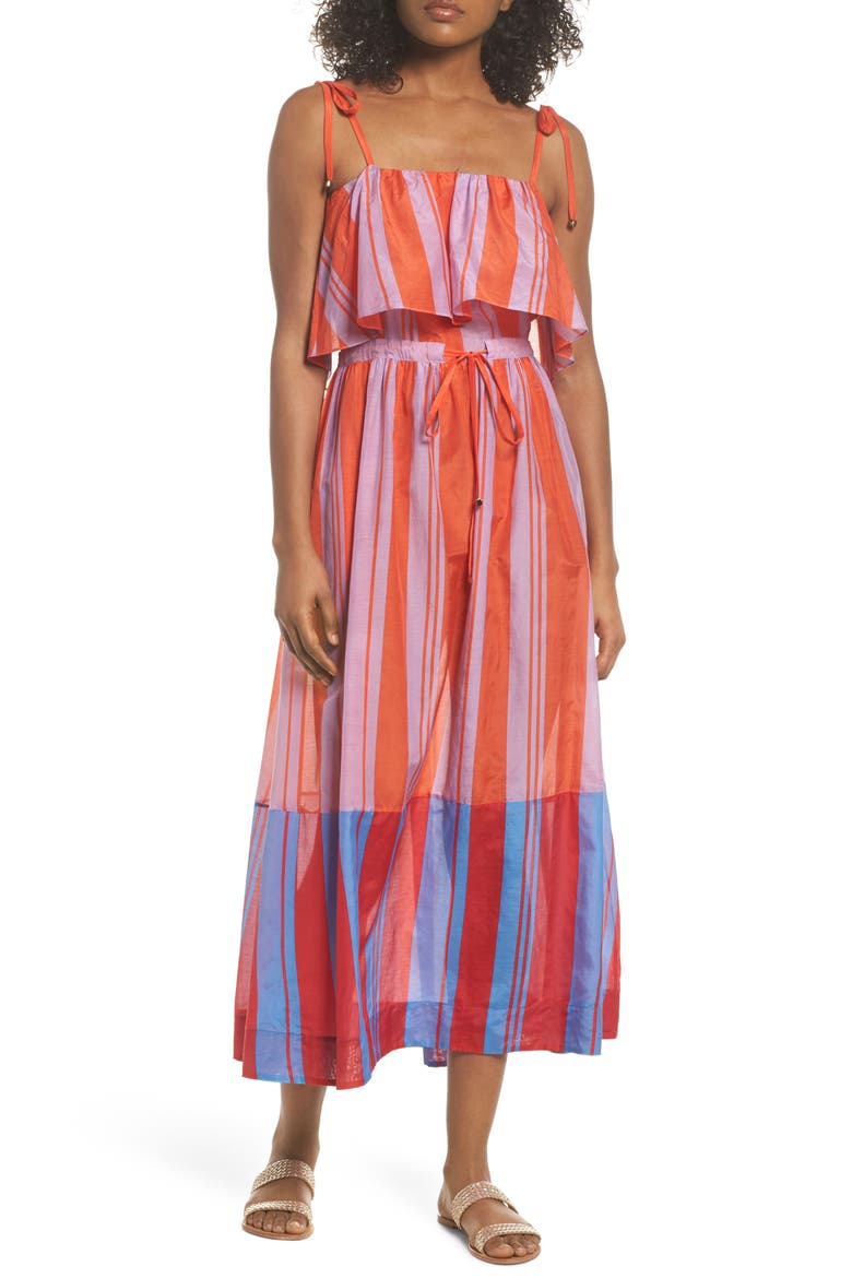 Ruffle Cover-Up Maxi Dress, Main, color, HARLING STRIPE MULTI