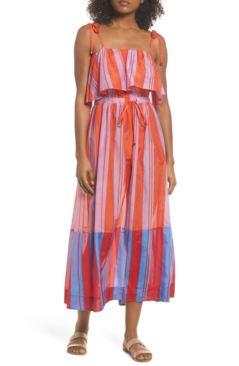 Diane von Furstenberg Ruffle Cover-Up Maxi Dress, Main, color,