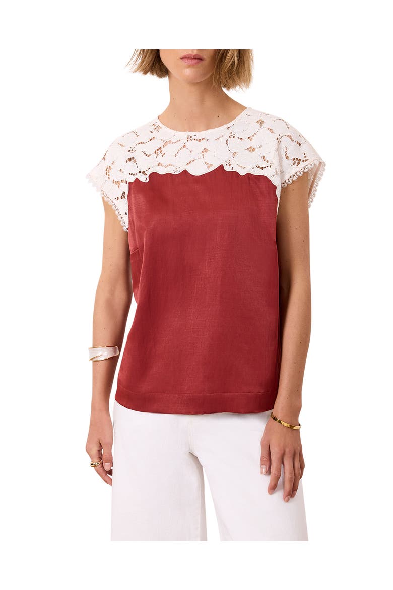 Satin Lace Top, Main, color, Red