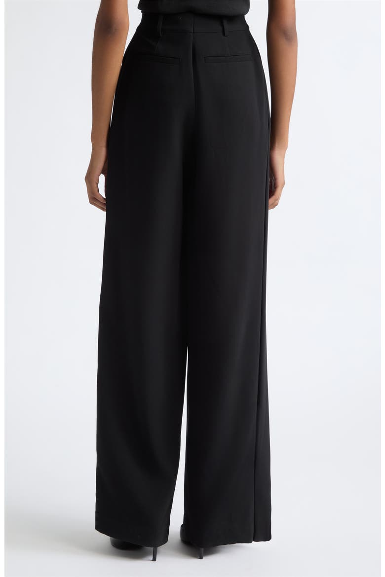 Marne Pleated Wide Leg Crepe Pants, Alternate, color, BLACK