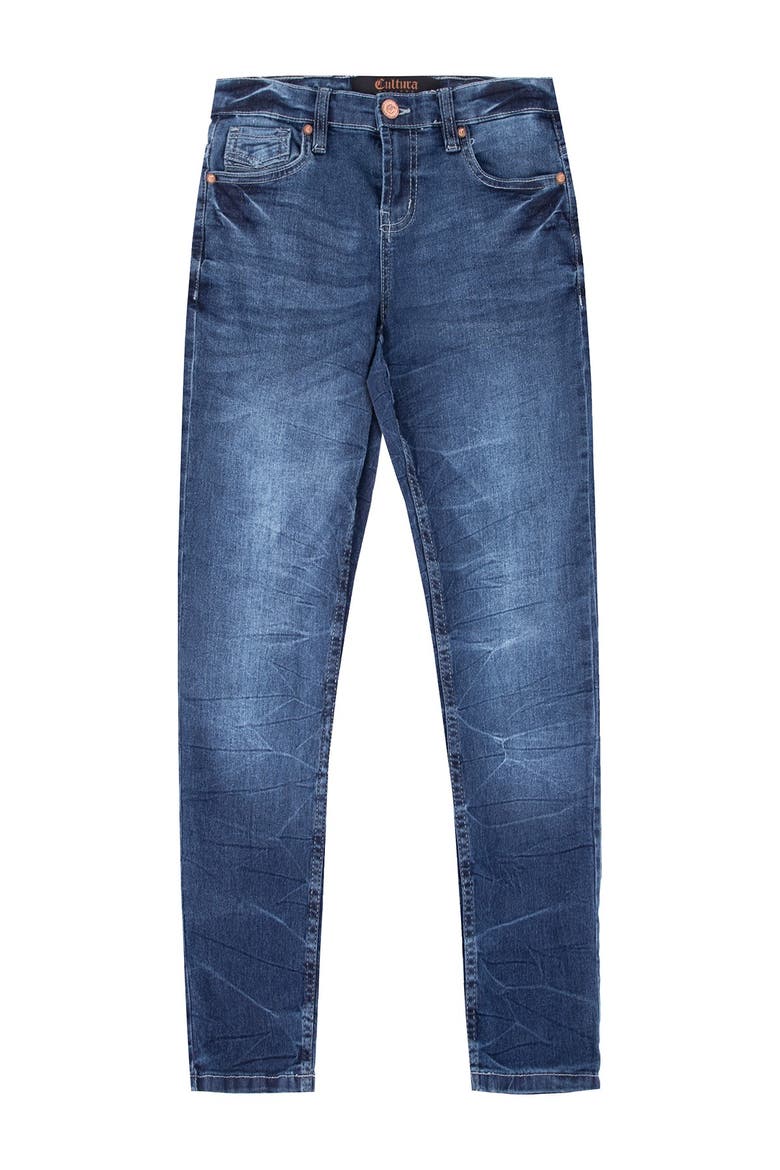Kids' 5-Pocket Stretch Jeans, Main, color, DARK BLUE