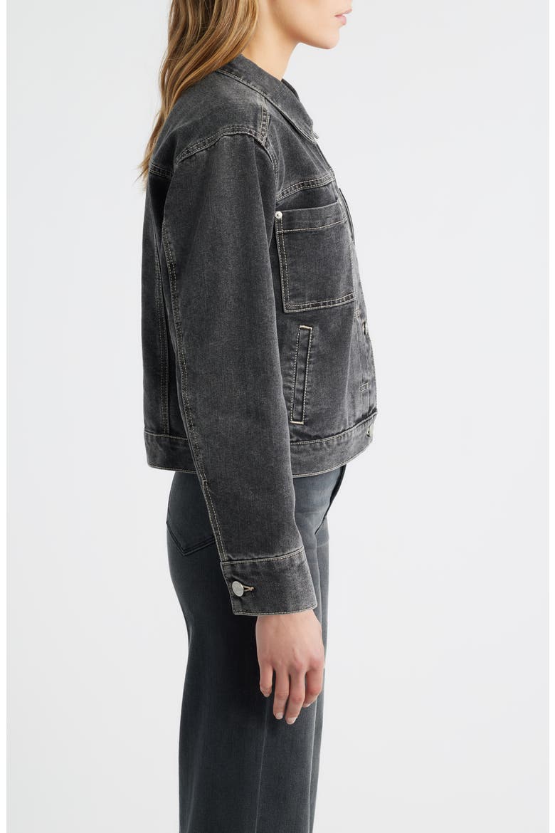 Pleated Denim Jacket, Alternate, color, BLACK