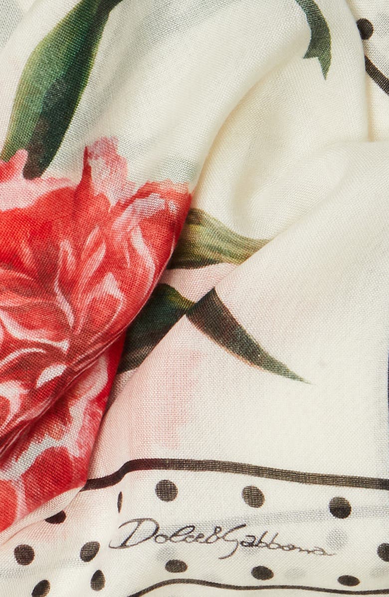 Dolce&Gabbana Floral Print Cashmere & Silk Scarf, Alternate, color,