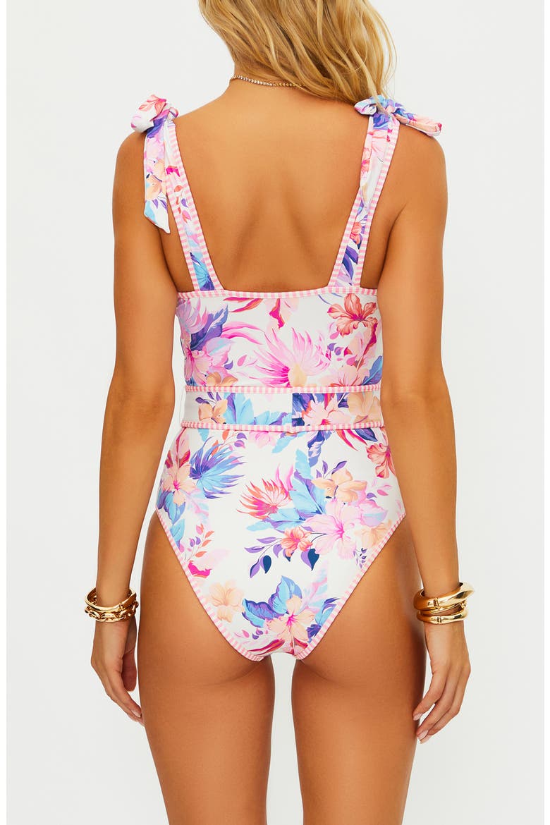 Sydney Belted One-Piece Swimsuit, Alternate, color, HIBISCUS GARDEN
