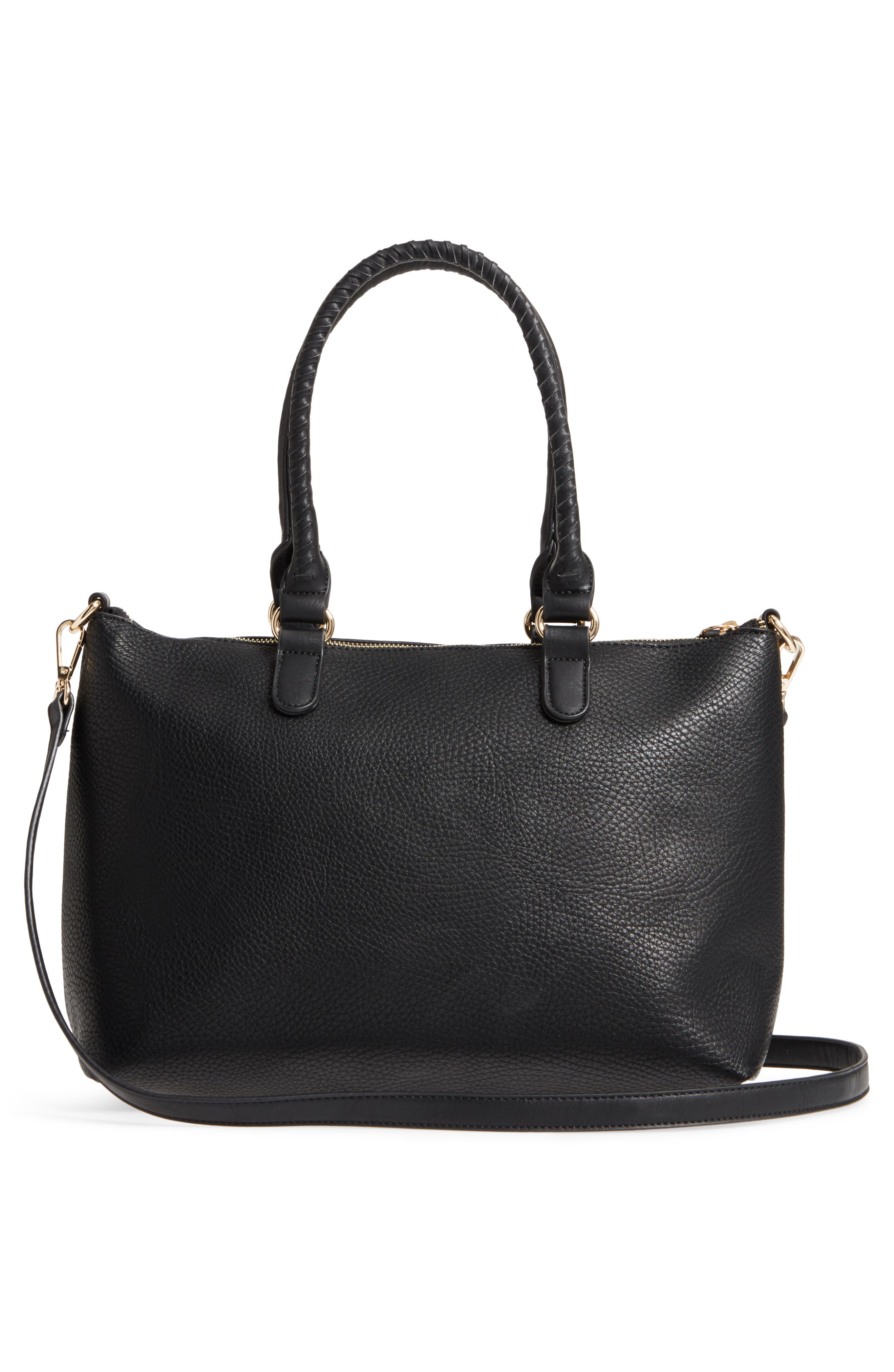 Girard Faux Leather Satchel, Alternate, color, NEW BLACK