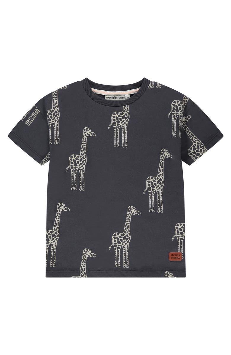 Stains and Stories by Babyface Giraffe Graphic T-Shirt, Main, color, Dark Grey