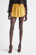 Saint Laurent Colorblock Cupro Mini Shorts