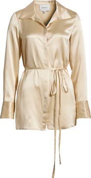 Reformation Camilla Tie Waist Silk Shirt