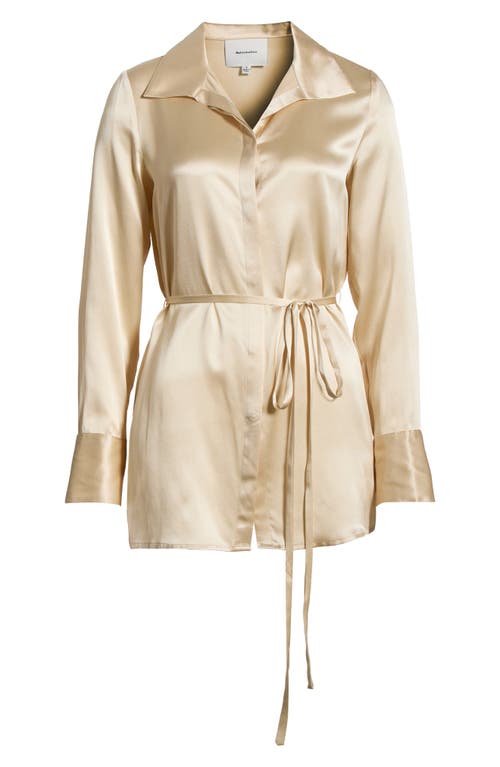 Reformation Camilla Tie Waist Silk Shirt In Neutral