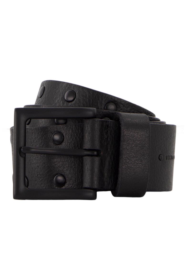 Studded Leather Belt, Alternate, color, BLACK / MATTE BLACK