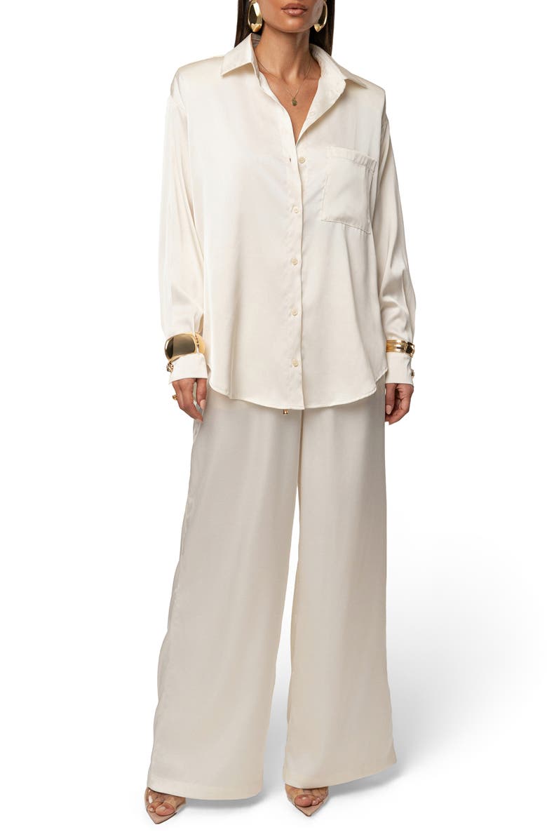 JLUXLABEL Island Ease Satin Shirt, Alternate, color, Ivory