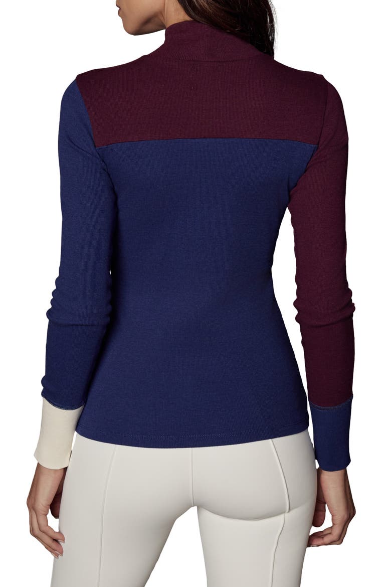 Fallon Mock Neck Rib Top, Alternate, color, DEEP BLUE