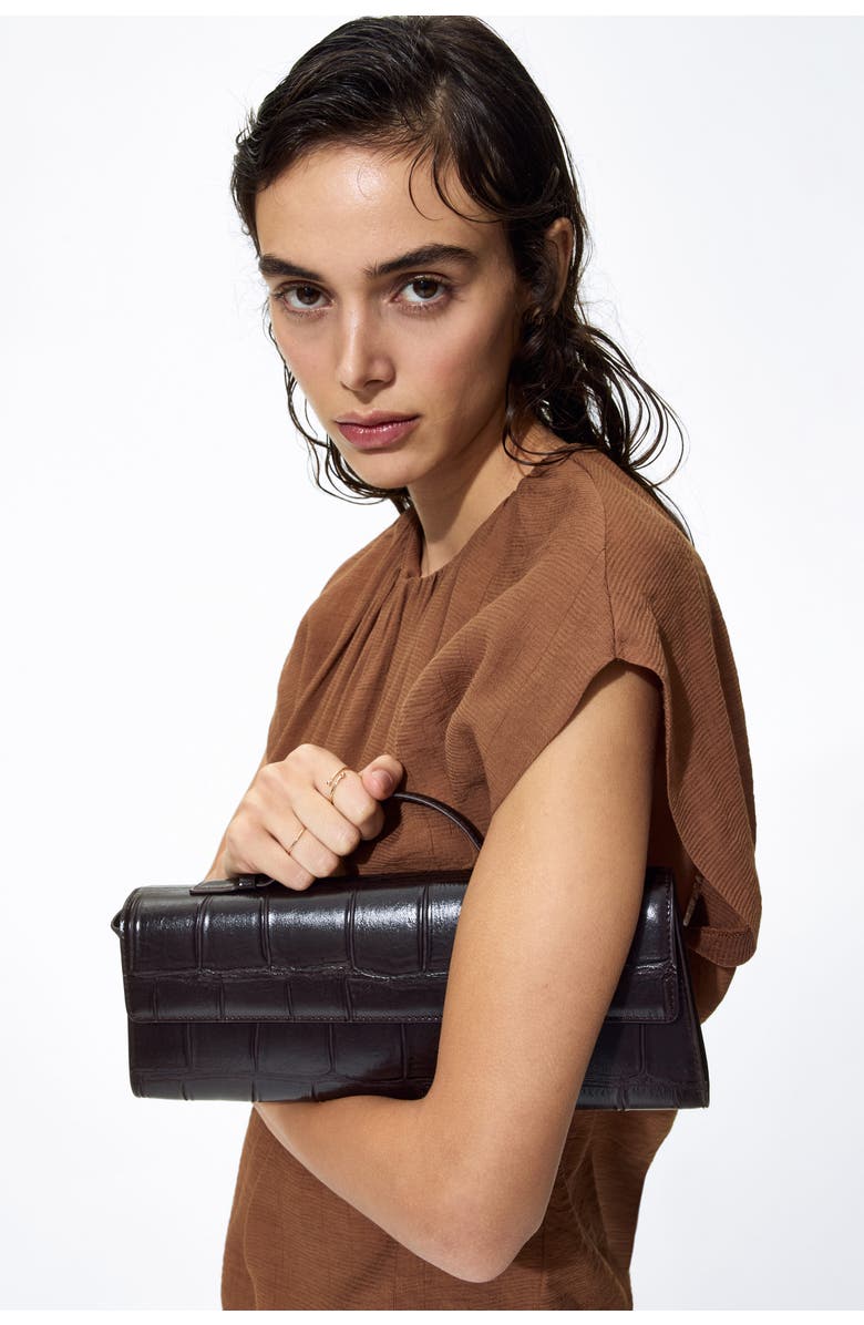 H&M Oversized Gathered Blouse, Alternate, color, Brown