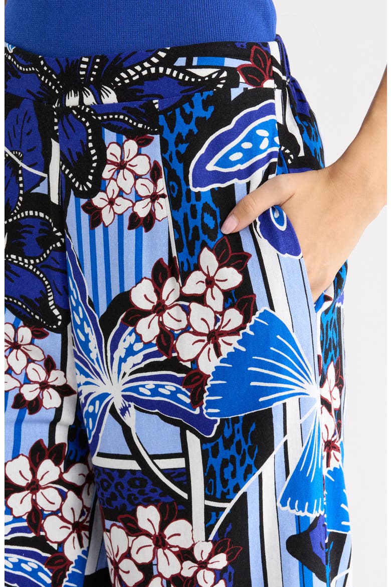 Jabi Elena Floral Wide Leg Pants, Alternate, color, BROWN-BLUES