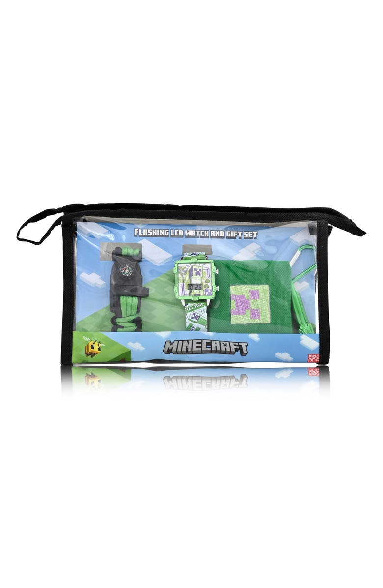 Accutime Kids' Minecraft Digital Square Watch, Paracord Bracelet, Flashlight & Pouch Gift Set, Alternate, color, 