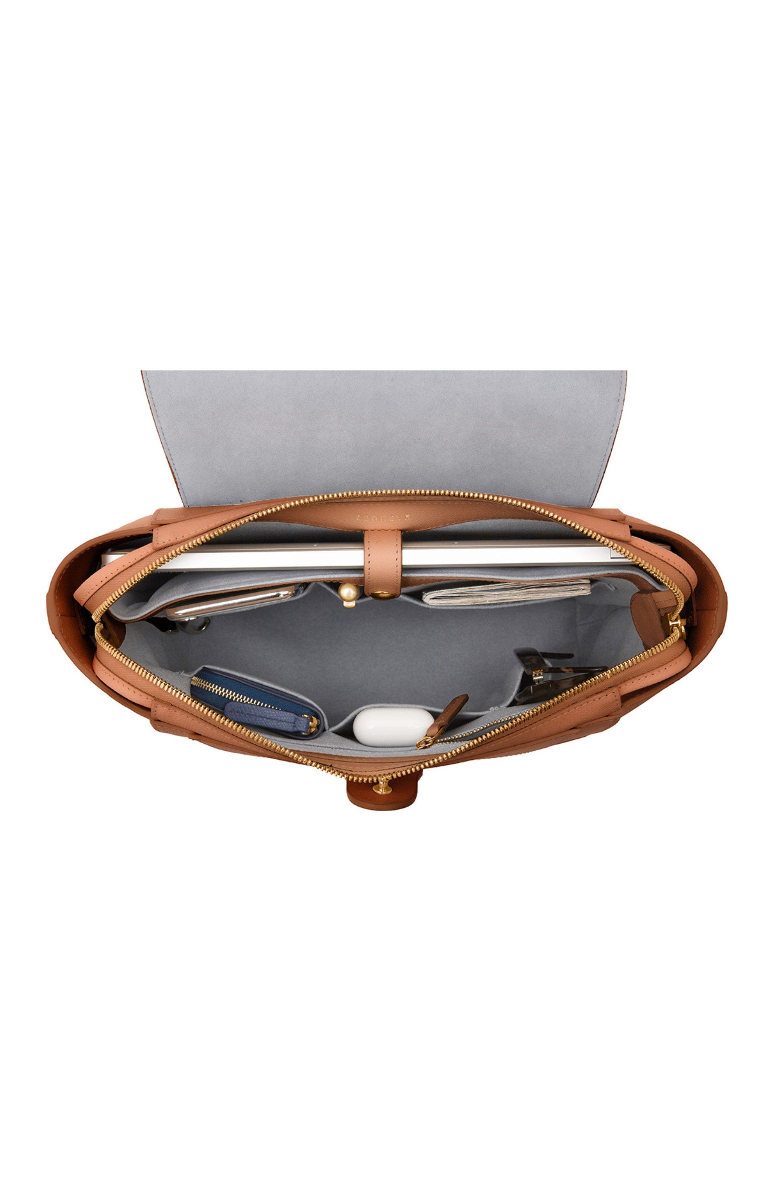 SENREVE Midi Maestra Pebbled Leather 4-Way Convertible Handbag, Alternate, color, Chestnut