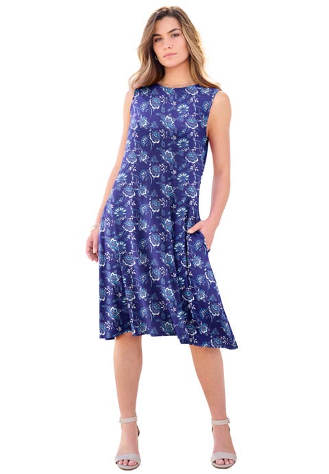 Plus Size Stretch Knit Two Pocket Swing Tank Dress