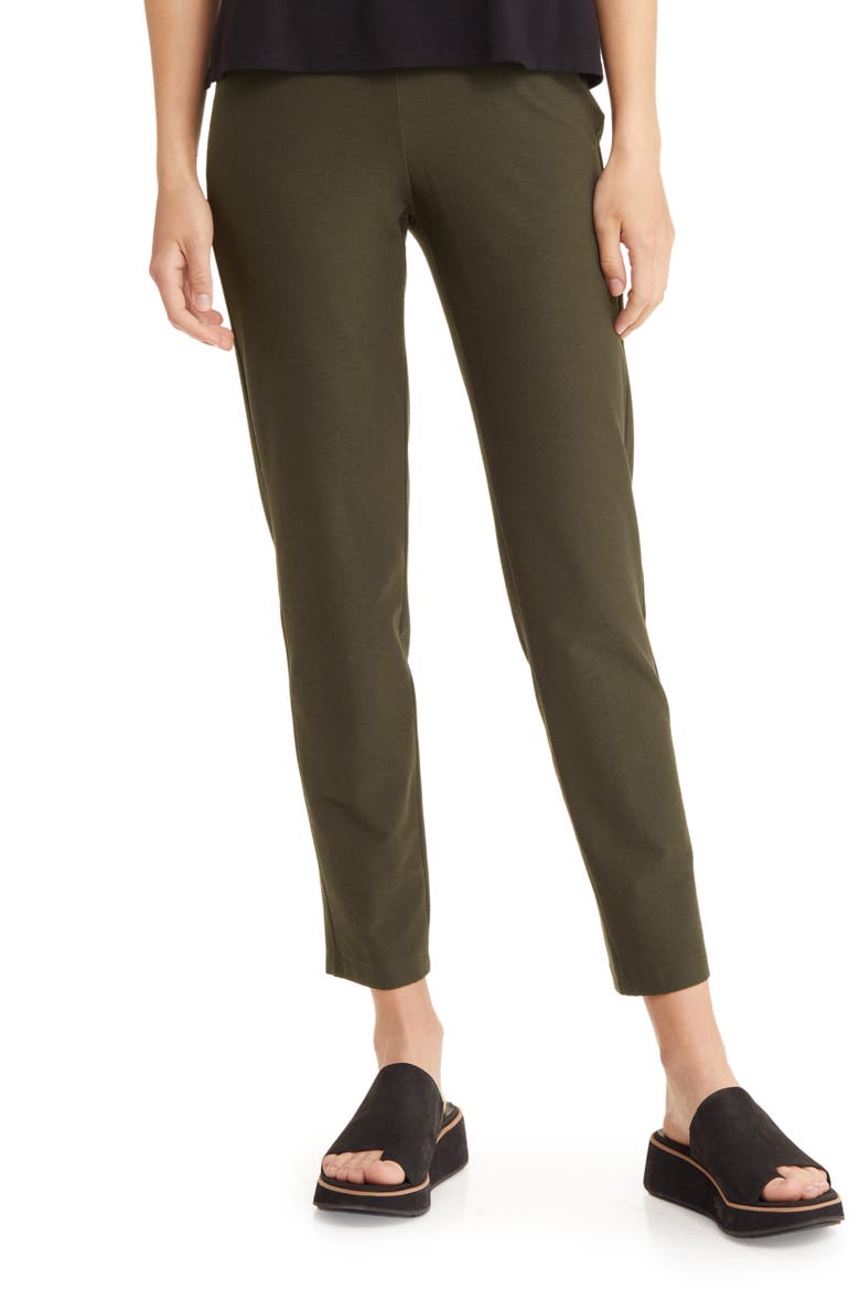 Slim Knit Ankle Pants, Main, color, WOODLAND