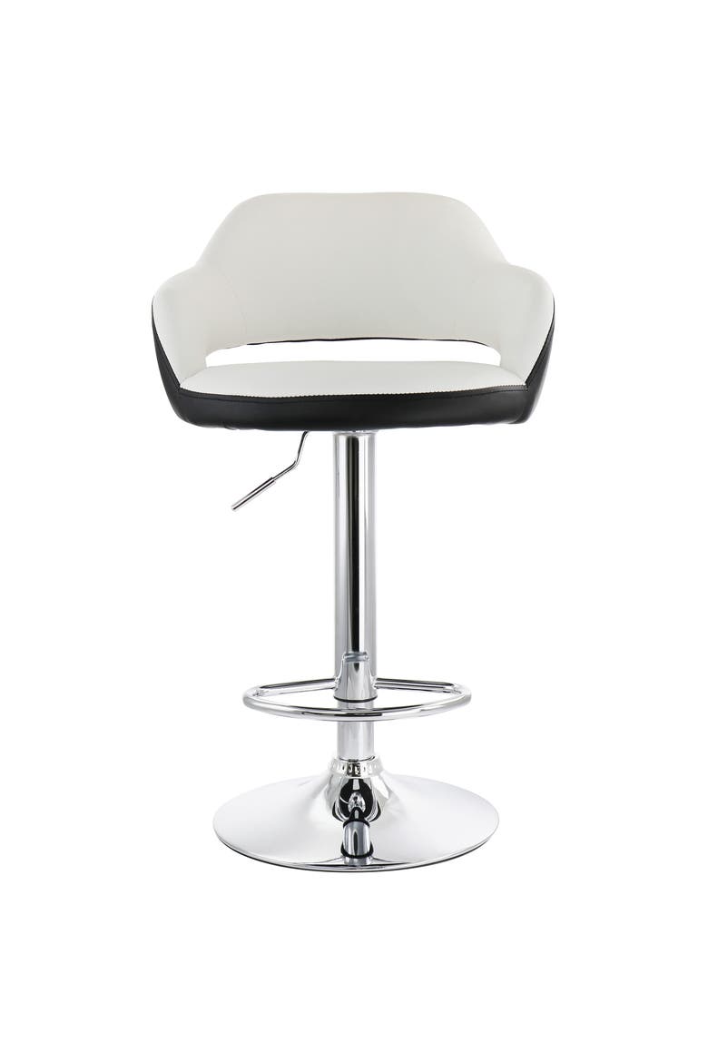 2 Piece Tufted Faux Leather Two Tone Adjustable Bar Stool, Alternate, color, Black