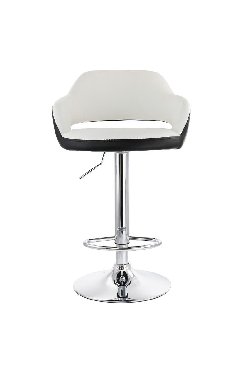 Elama 2 Piece Tufted Faux Leather Two Tone Adjustable Bar Stool, Alternate, color, Black