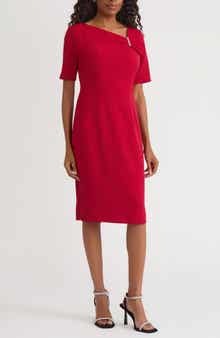 Asymmetric Neck Sheath Dress
