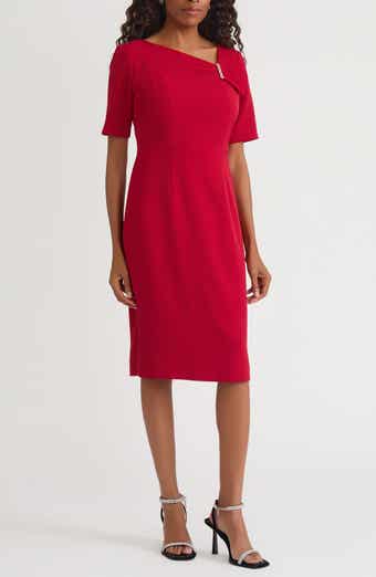 Asymmetric Neck Sheath Dress