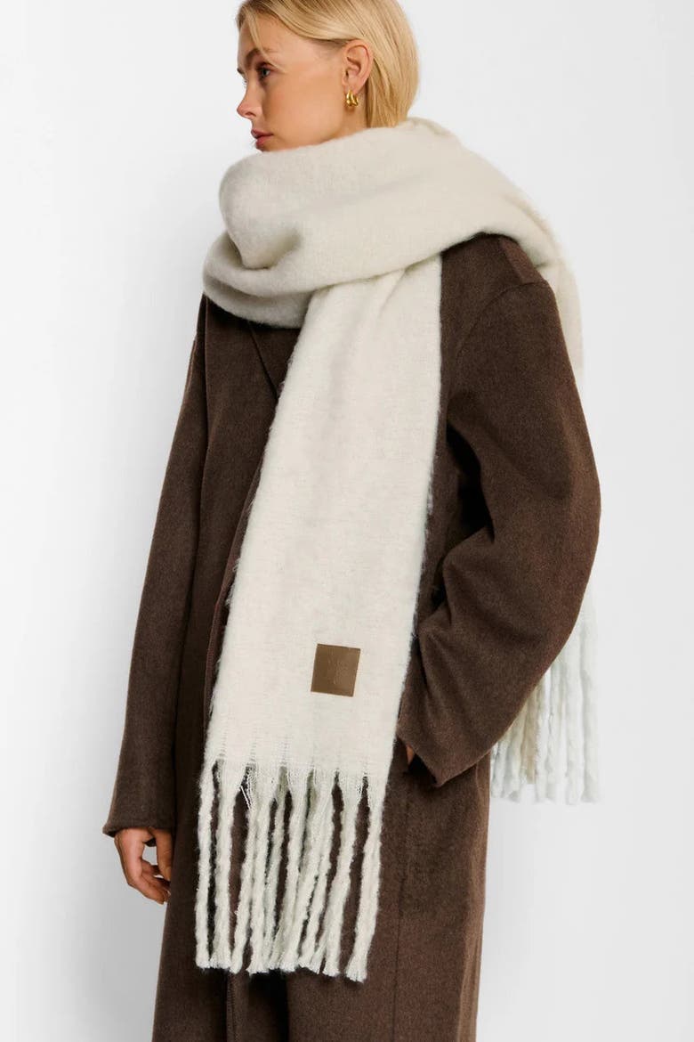 Oversized Recycled Tassel Scarf in Off White, Alternate, color, Off-White