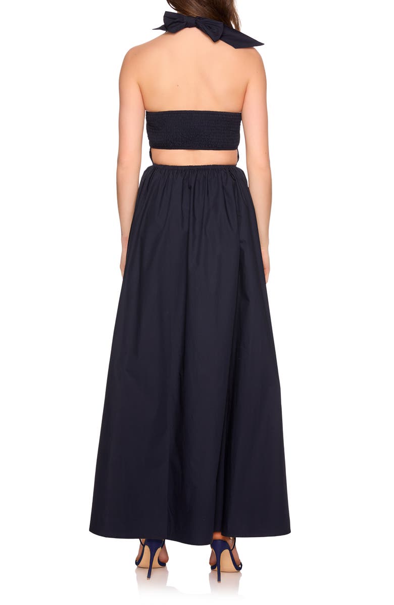Susana Monaco Halter Neck Cotton Poplin Dress, Alternate, color, Midnight