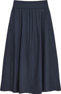 Theory Cotton Blend A-Line Midi Skirt
