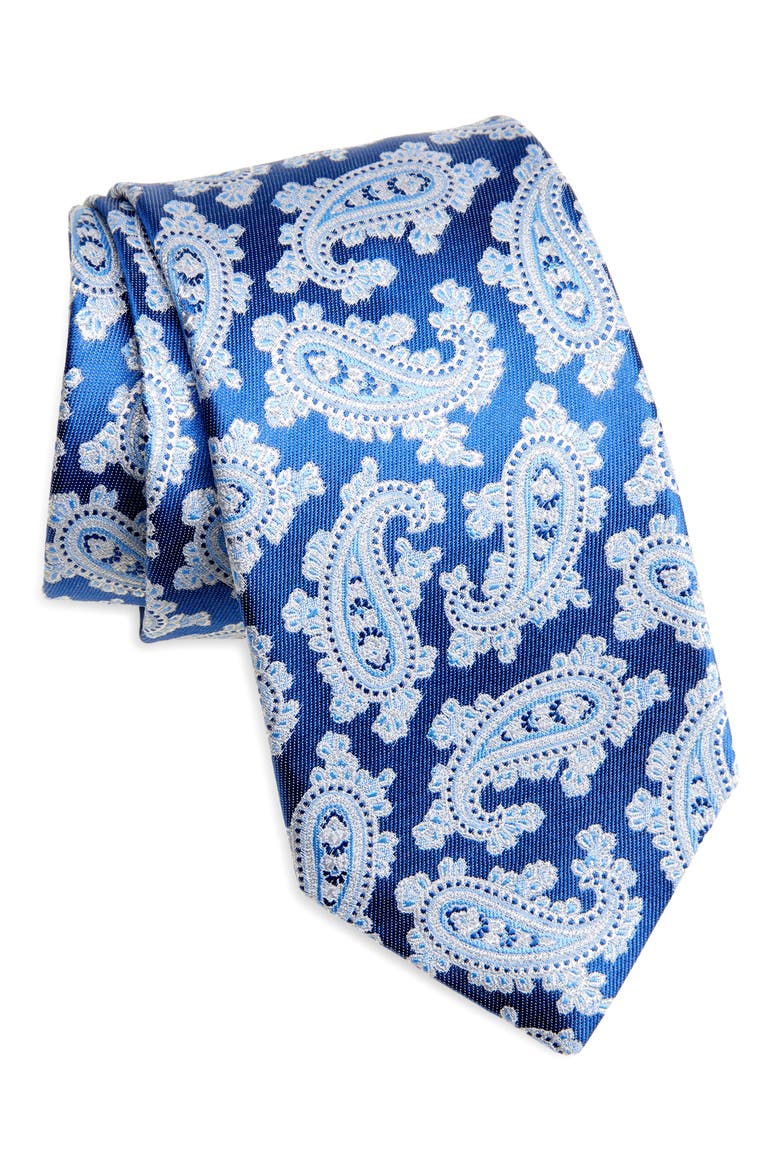 Paisley Silk Tie, Main, color, BLUE