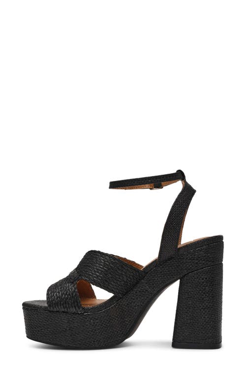 Dolce Vita Dv By Waylan Raffia Platform Ankle Strap Sandal In Black