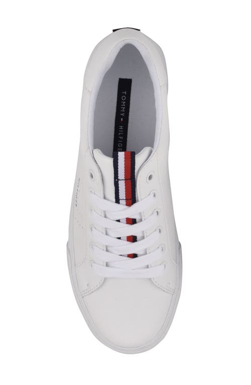 Tommy Hilfiger Lamiss Womens Faux Leather Lifestyle Casual And Fashion Sneakers In White
