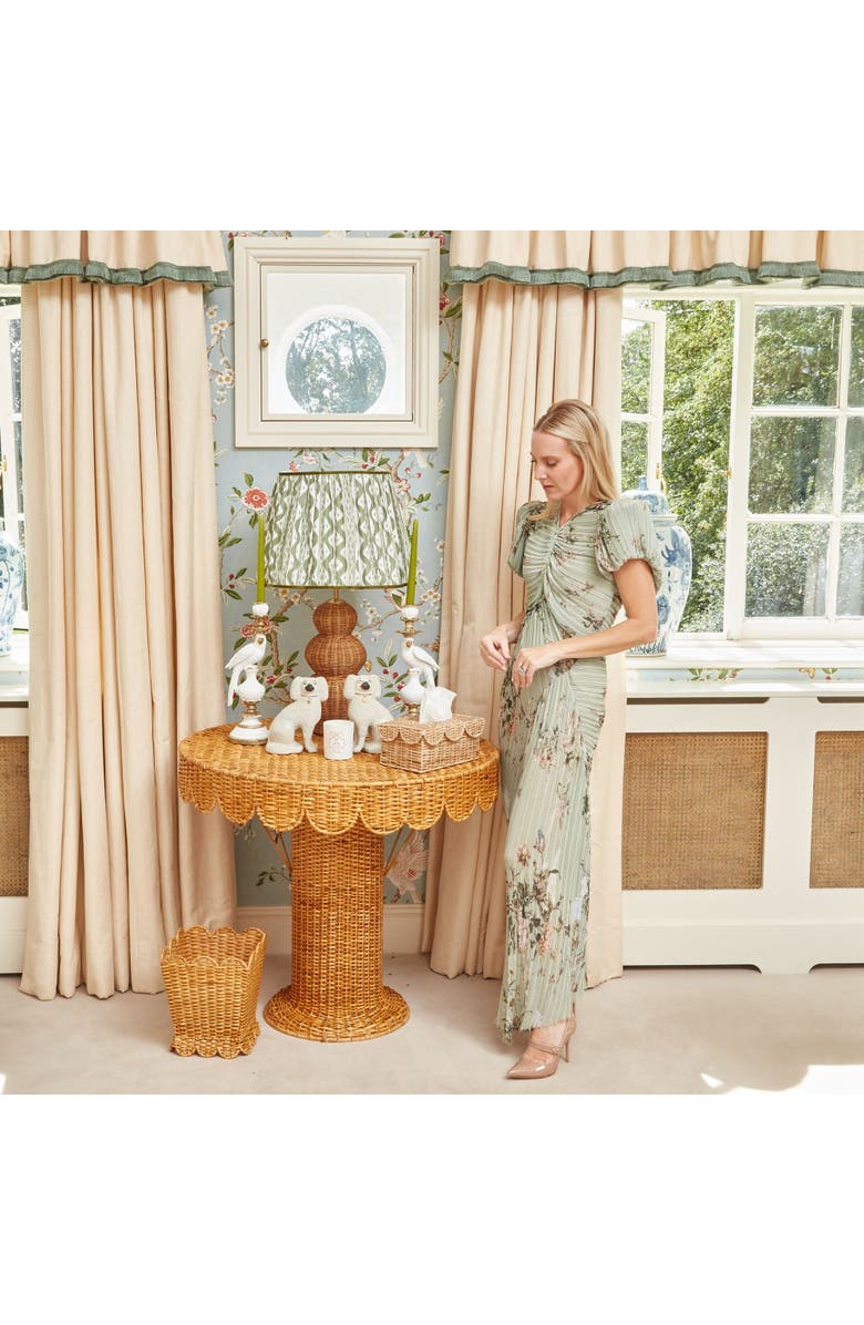 Mrs. Alice Scalloped Rattan Waste Paper Bin, Alternate, color, Natural