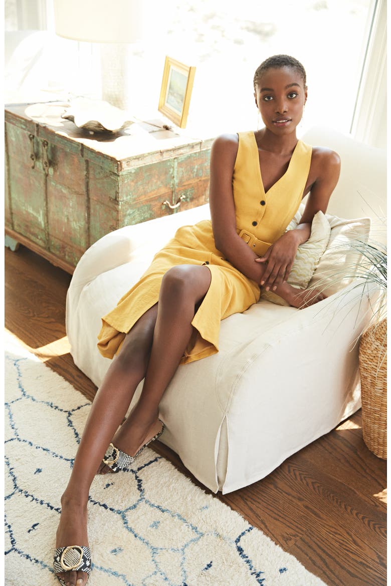 Sleeveless Button-Up Midi Dress (Nordstrom Exclusive), Alternate, color, YELLOW MINERAL