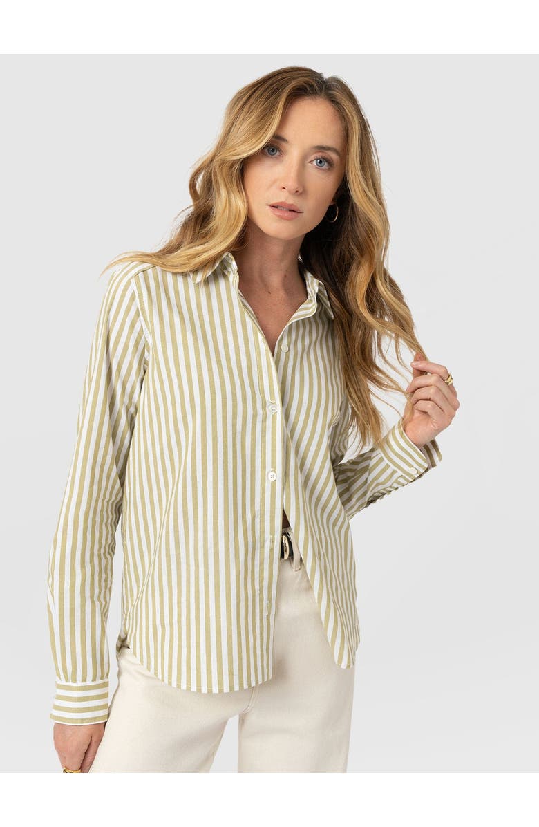Saint + Sofia Anneliese Shirt, Main, color, Green Stripe