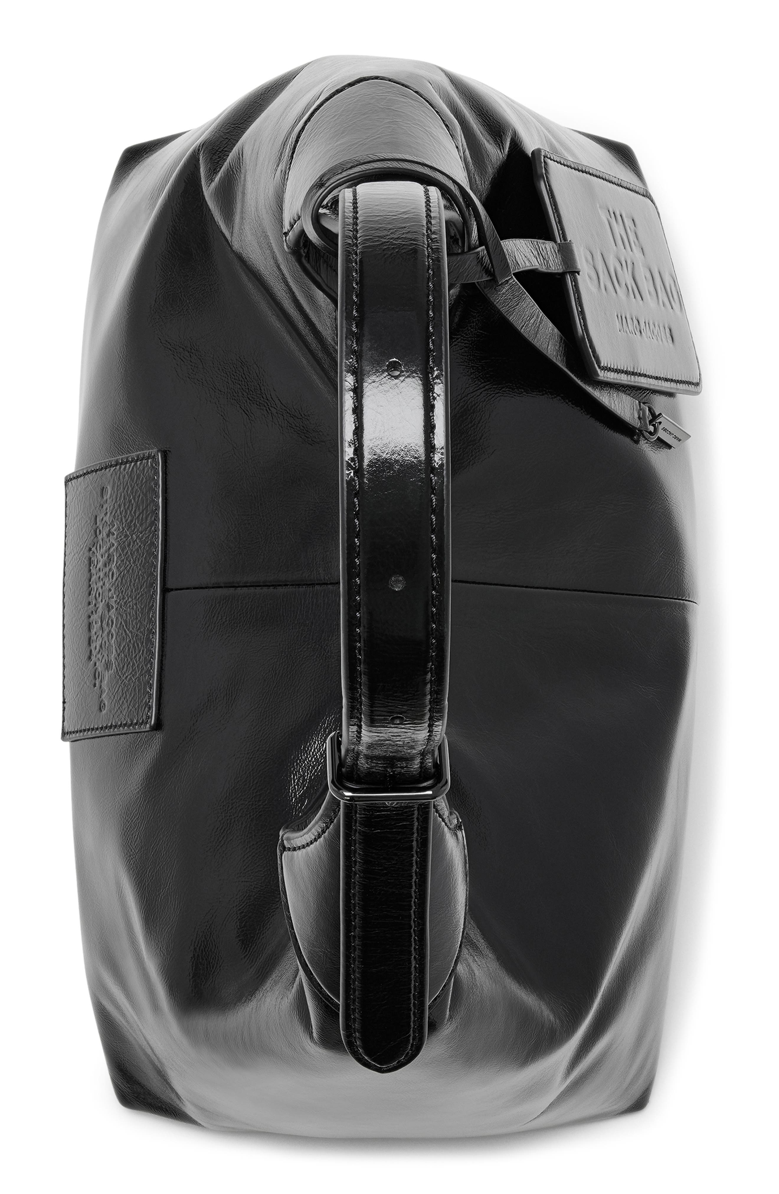 The Belted Sack Bag Crinkled Leather Hobo, Alternate, color, BLACK