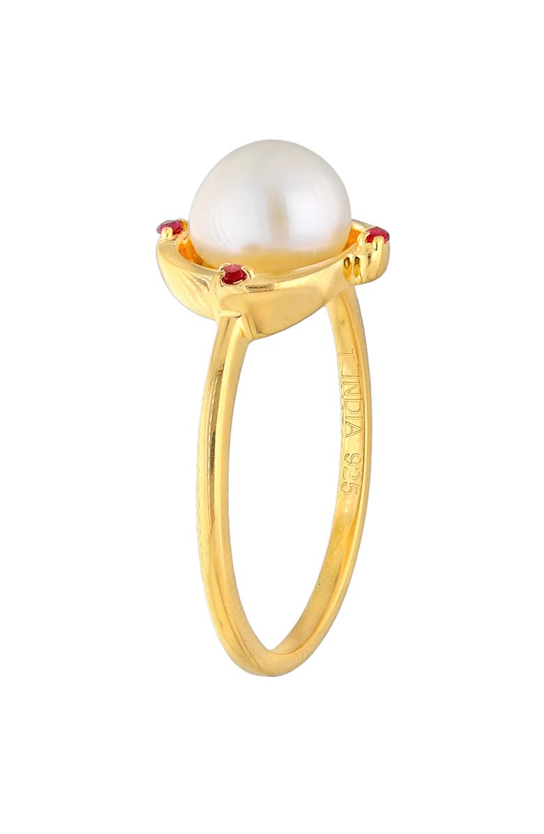 YS GEMS Cultured Pearl & Ruby Ring, Alternate, color, White