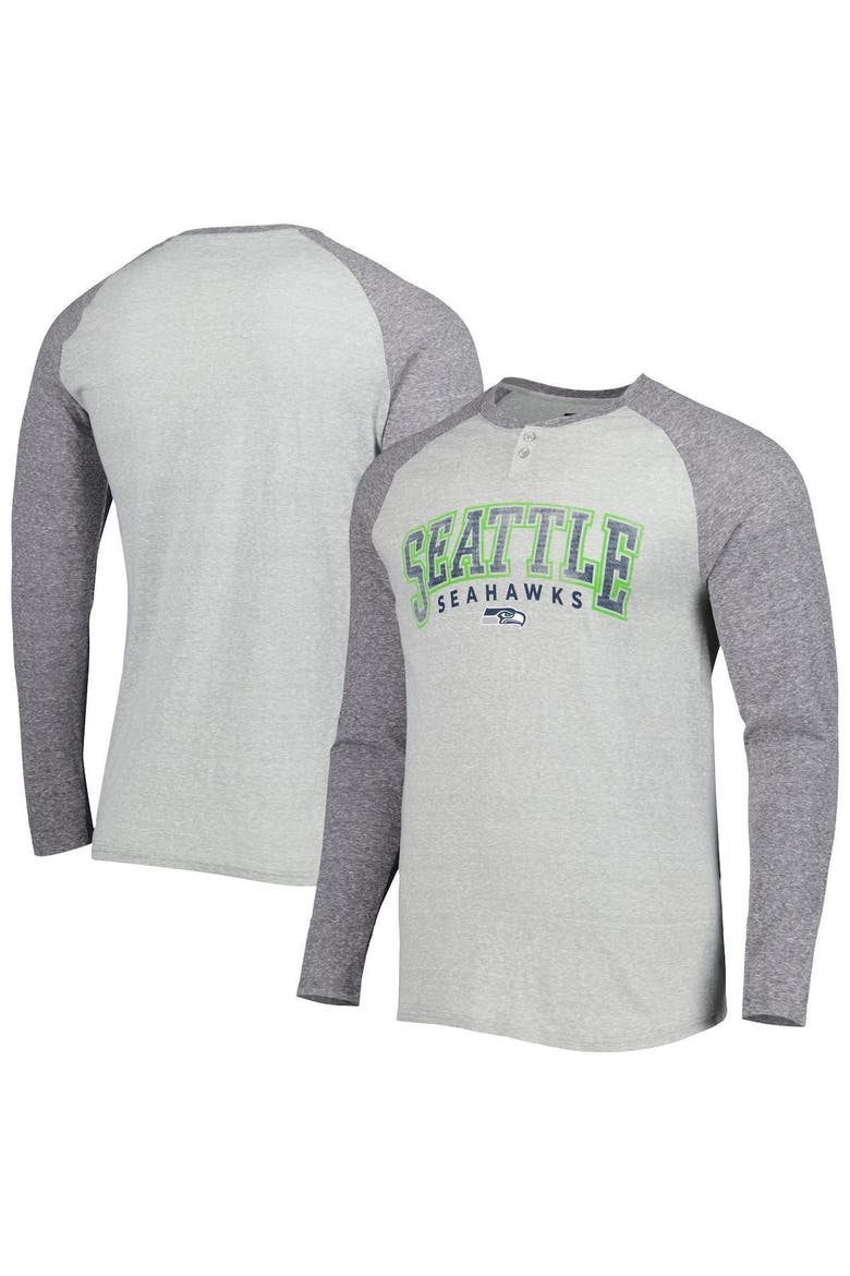 Men's Concepts Sport Heather Gray Seattle Seahawks Ledger Raglan Long Sleeve Henley T-Shirt, Alternate, color, Gray