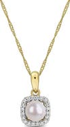 Julianna B. Cultured Pearl & Lab-Grown Diamond Halo Necklace 10k
